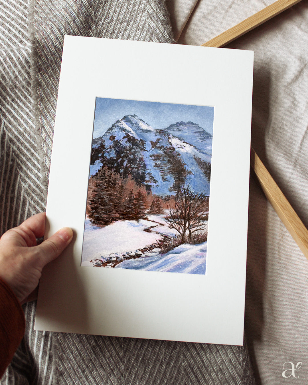 Winterliches Tal mit Bach, Sulden, Südtirol