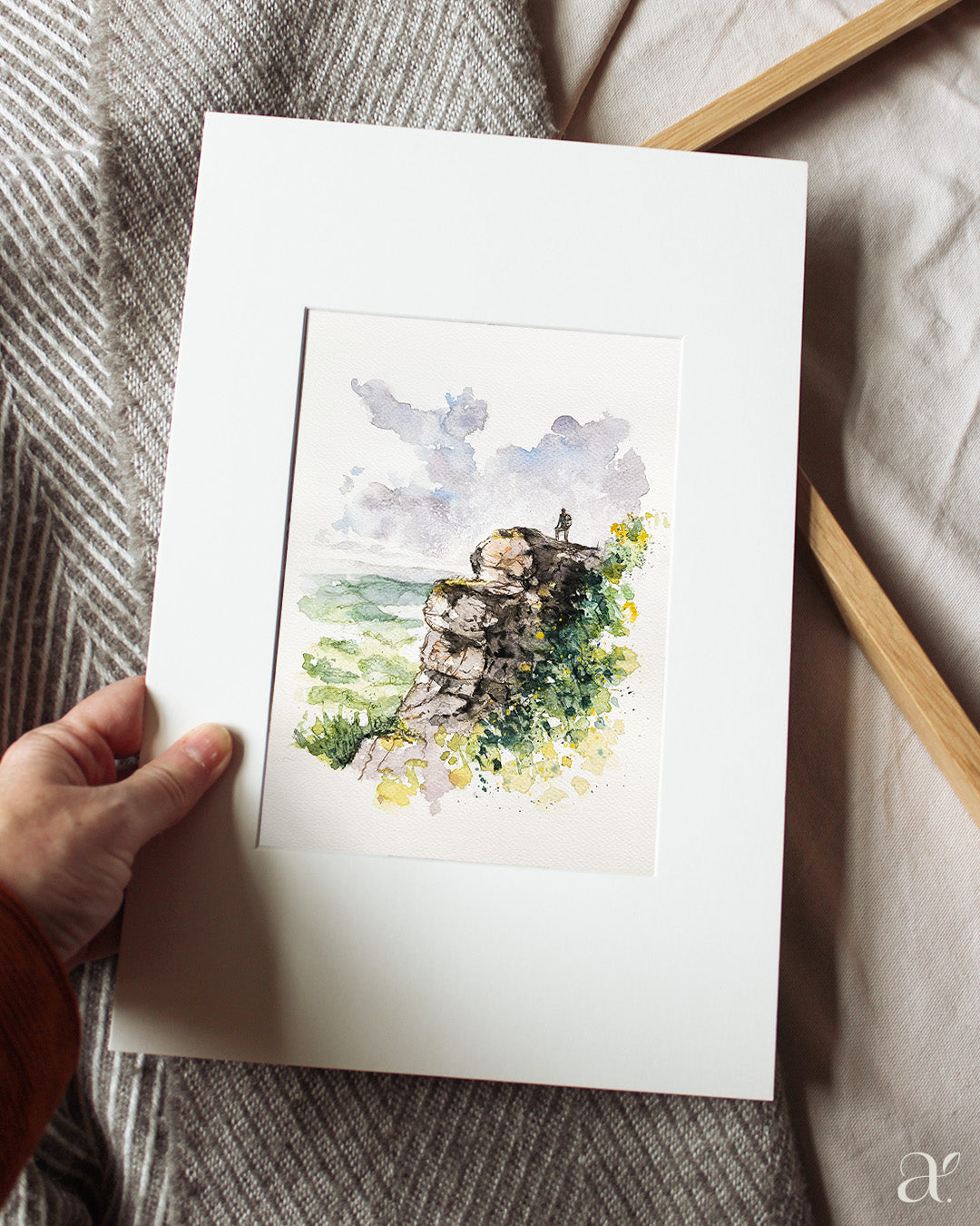 Hoch oben auf dem Felsen – Aquarellskizze